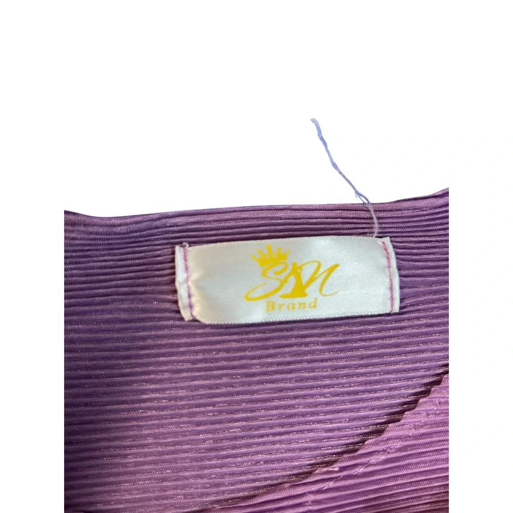 SM Brand Purple Pleated Floral Cardigan‎ Sweater Medium